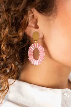 Roze Oorbellen Danee Ovaal Tube Clip