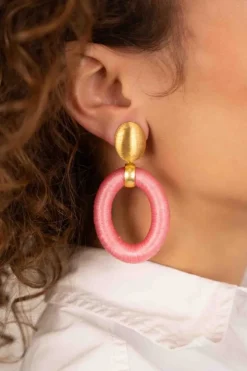 Roze Oorbellen Faye Ovaal L