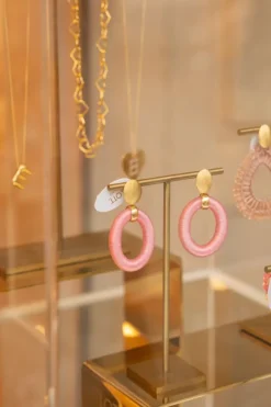 Roze Oorbellen Faye Ovaal L