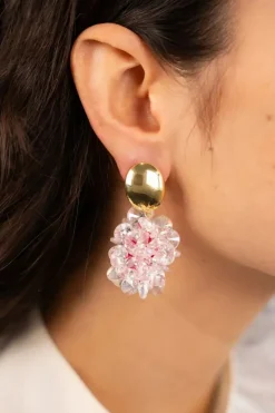 Roze Oorbellen Sam Ovaal Crystal Sequins Clip