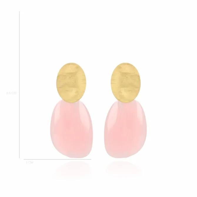 Roze Oorbellen Sara Asymmetrisch Ovaal L