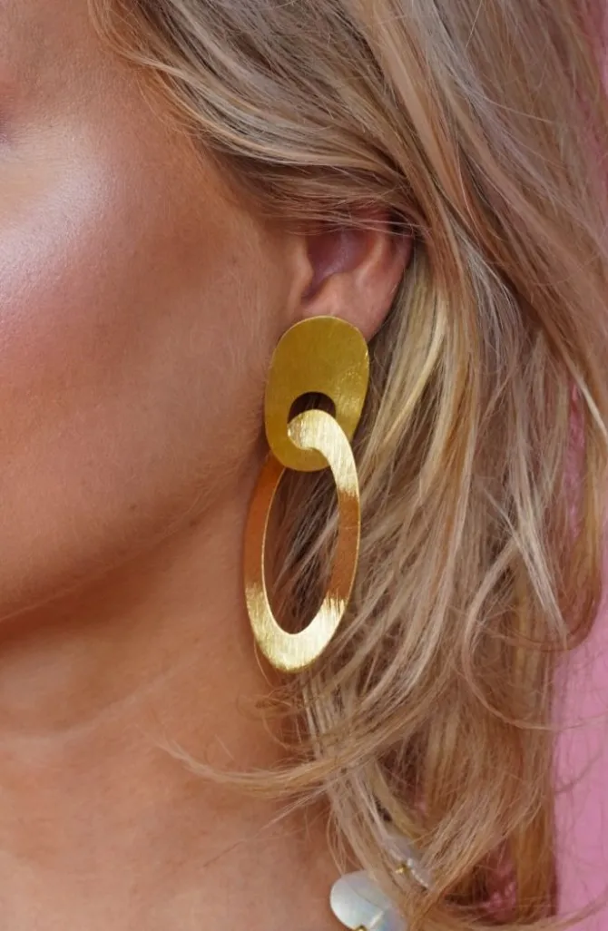 Satin Oorbellen Asymmetrisch Ovaal L