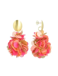 Sequin Oorbellen Fuchsia Tangerine Pixie Double Globe