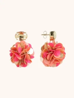 Sequin Oorbellen Fuchsia Tangerine Laure Globe L Strass
