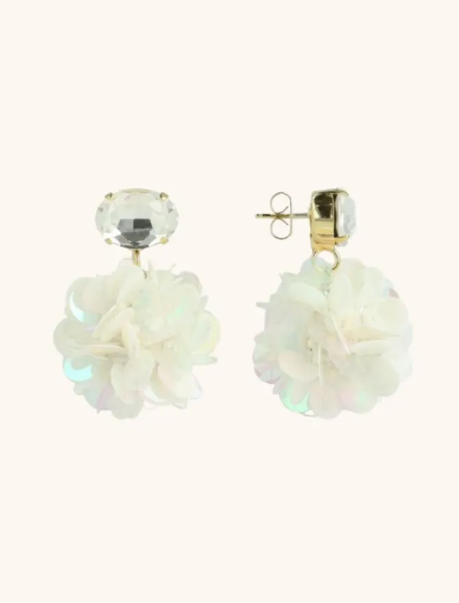 Sequin Oorbellen Holo Parel Laure Globe L Strass