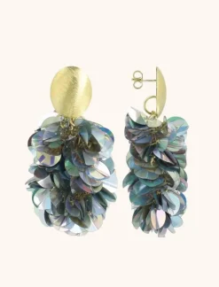 Sequin Oorbellen Holo Zilver Ovaal M