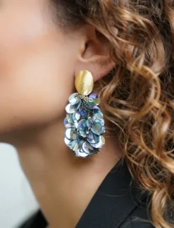 Sequin Oorbellen Holo Zilver Ovaal M