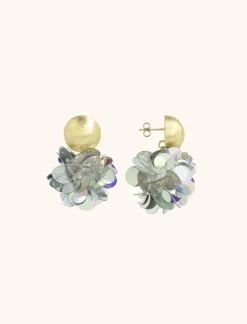 Sequin Oorbellen Holo Zilver Globe M