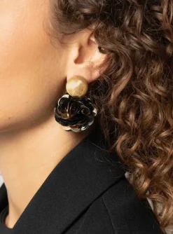 Sequin Oorbellen Zwart Goudkleurig Vlinder Globe M