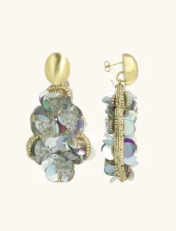 Sequin Oorbelllen Holo Zilver Druppel L