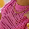 Smiley Ketting Emaille Fuchsia
