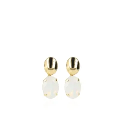 Strass Oorbellen Amelie Ovaal Wit Opaal