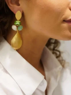 Strass Oorbellen Meike Peridot Xl