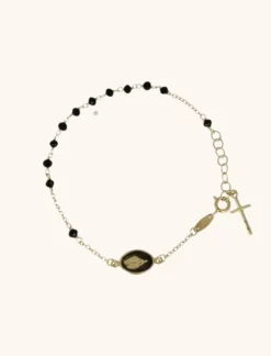 Symbool Armband Rosary Cross And Mary Zwart