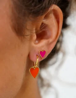 Symbool Oorbellen Hart Pendant Oranje