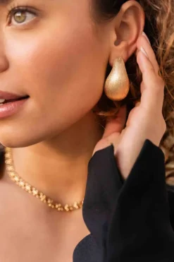 Teardrop Oorbellen Brushed Goud L
