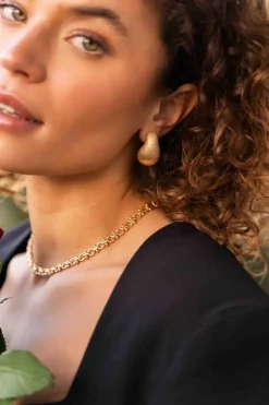 Teardrop Oorbellen Brushed Goud M
