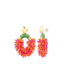 Tonal Fuchsia Oorbellen Yara Glassberry Ovaal M Double Stones