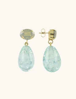 Turqoise Oorbellen Merel Druppel Strass