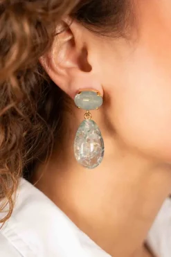 Turqoise Oorbellen Merel Druppel Strass