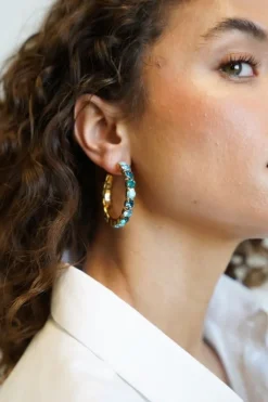 Turquoise Oorbellen Strass Julliette Creool