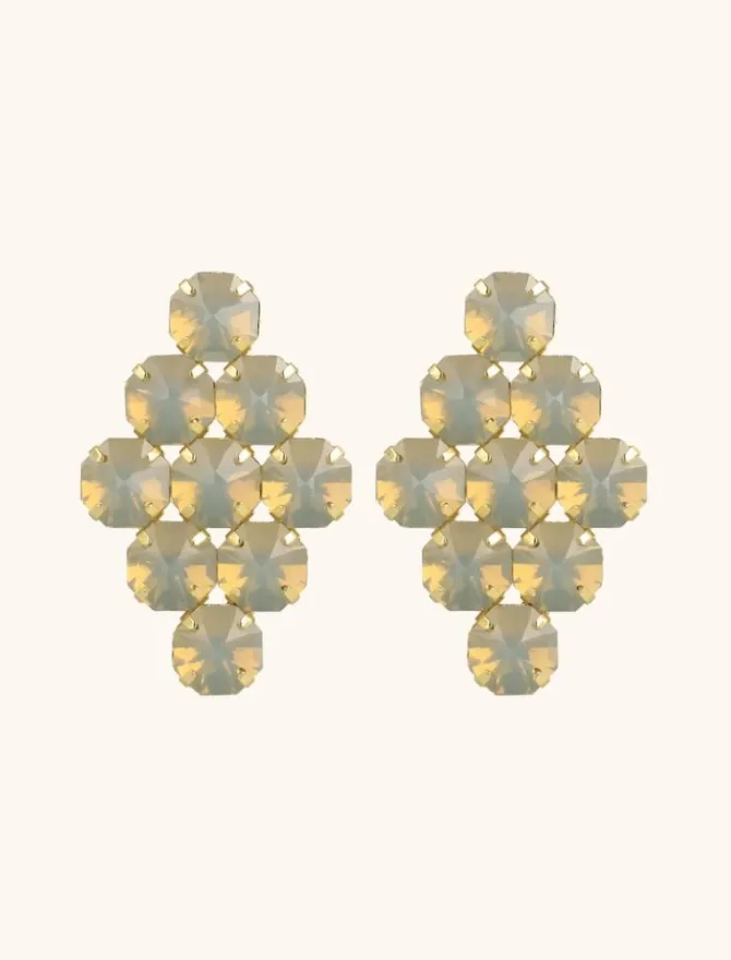 Vita Oorbellen Octagon Diamant L Zand Opaal