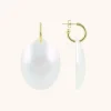 Witte Holo Oorbellen Closed Bugle Oval L Angie