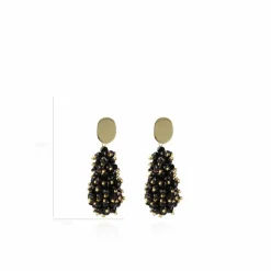 Zwart Gouden Oorbellen Glassberry Cone Double Stones