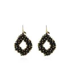 Zwart Gouden Oorbellen Holly Double Stones Glassberry Ace L