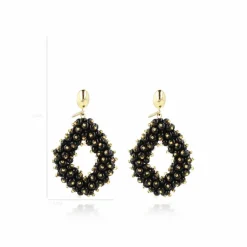 Zwart Gouden Oorbellen Holly Double Stones Glassberry Ace L