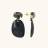 Zwarte Glitter Oorbellen Little Sara Asymetrisch Ovaal S