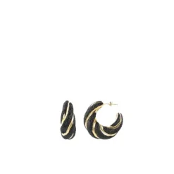 Zwarte Glitter Oorbellen Twist Creole S
