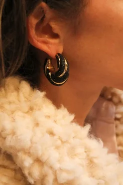 Zwarte Glitter Oorbellen Twist Creole S