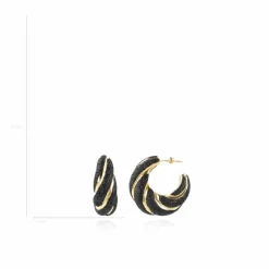 Zwarte Glitter Oorbellen Twist Creole S
