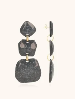 Zwarte Glitter Oorbellen Lyra Statement