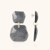 Zwarte Glitter Oorbellen Lyra Double