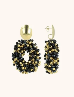 Zwarte Oorbellen Katie Double Stones Ovaal M