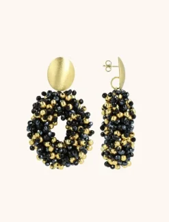 Zwarte Oorbellen Katie Double Stones Ovaal M