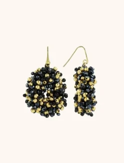 Zwarte Oorbellen Louise Double Stones Drop S