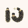 Zwarte Oorbellen Luna Oval Double Stones