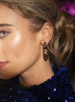 Zwarte Oorbellen Strass Julliette Creool