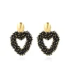 Zwarte Oorbellen Valentina Hart Brushed Oval Double Stones