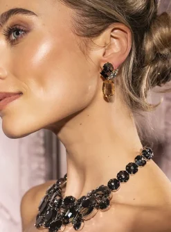 Zwarte Strass Oorbellen Elle