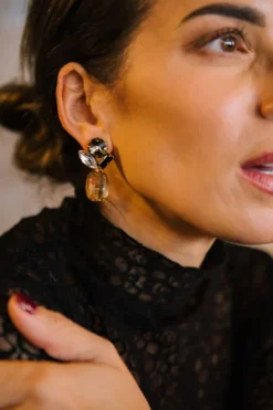 Zwarte Strass Oorbellen Elle